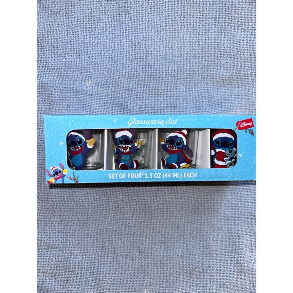 NIB Disney LILO & Stitch Christmas Theme Shot Glasses 1.5Oz Glassware Set
